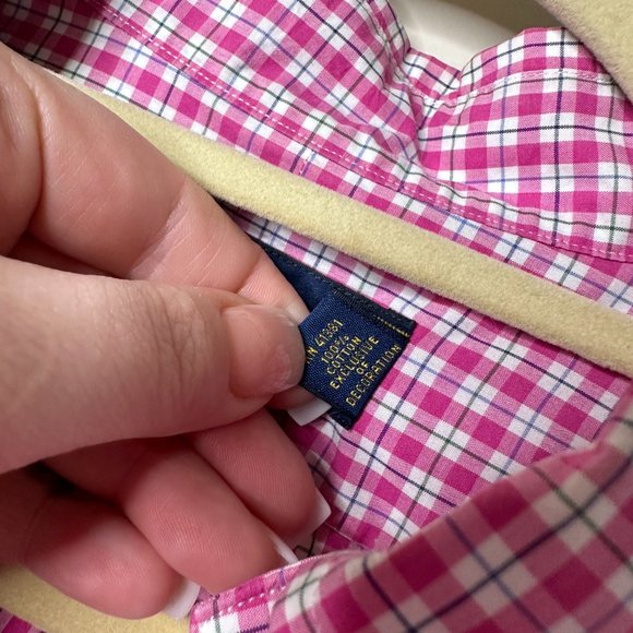 Ralph Lauren Pink Plaid Button Down Shirt Large - Picture 4 of 5